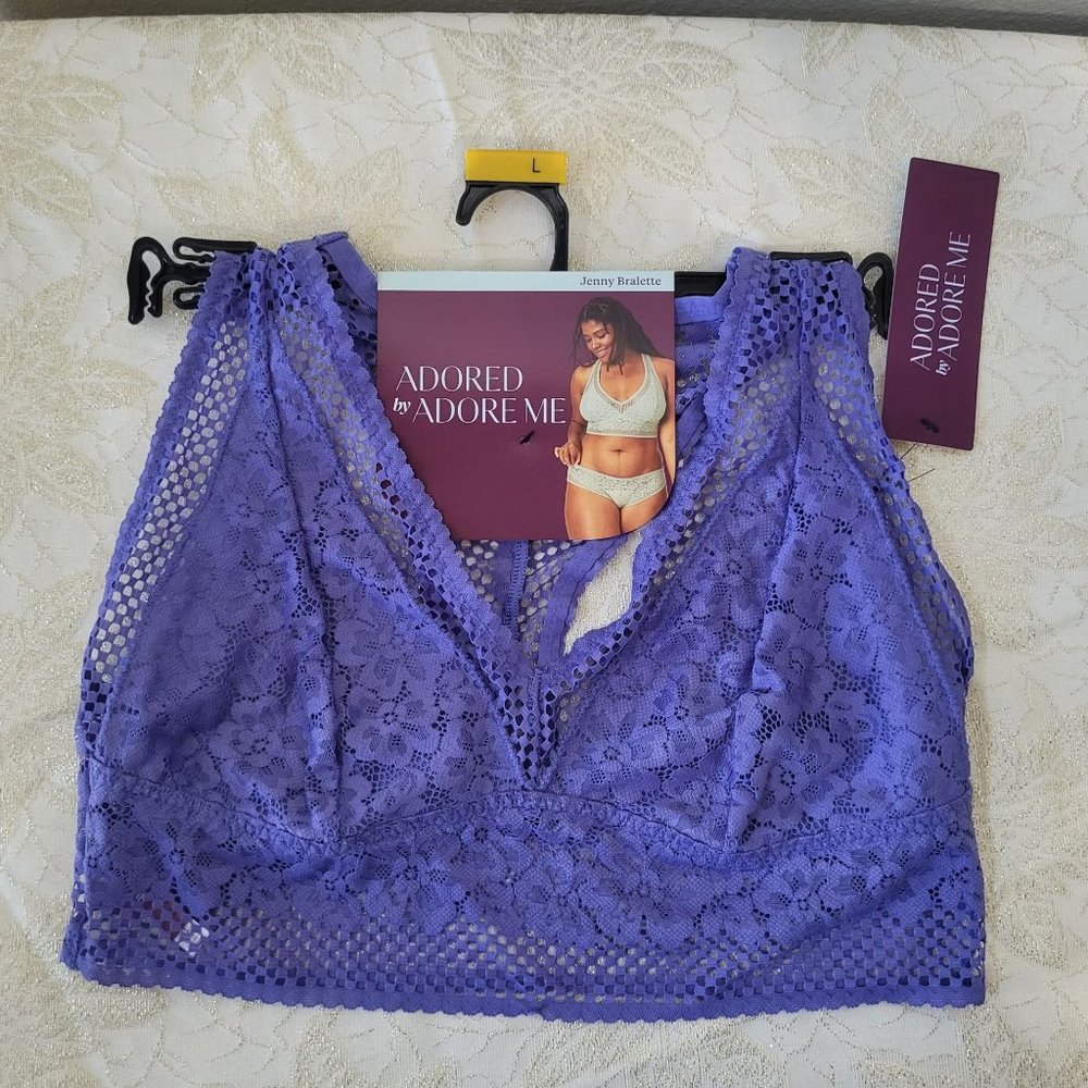Adored by Adore Me, Women's Jenny Bralette, Dusted Peri, Large*NWT*